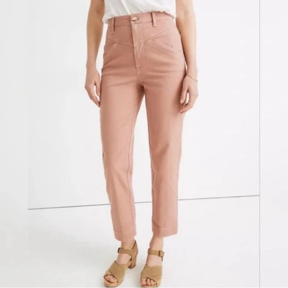 Madewell Tapered Yoke High Rise Jeans Rosewood Pink 26 AJ483 Pant Straight Leg - Picture 2 of 15